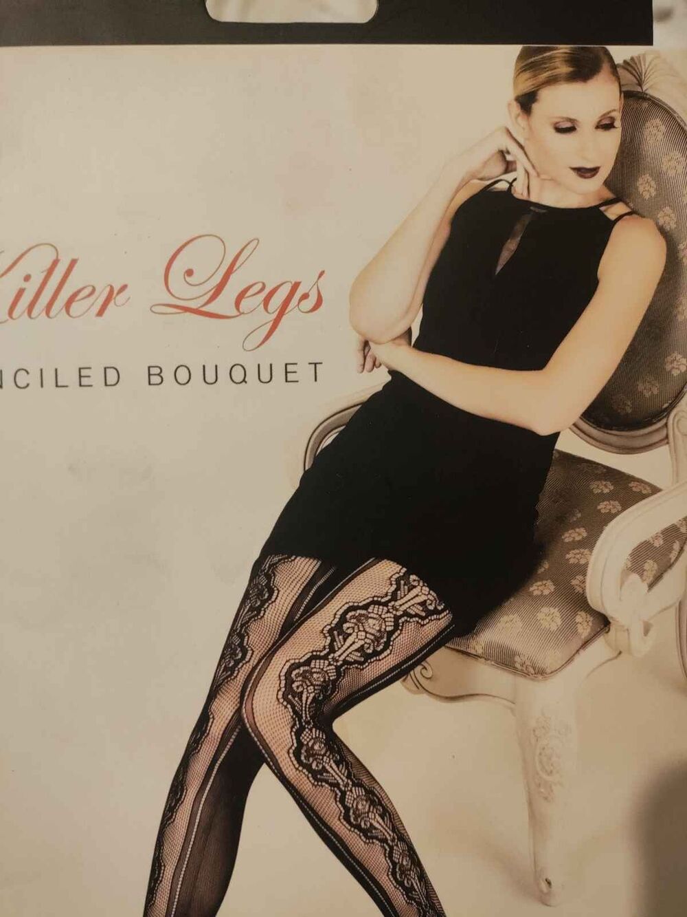 Yelete Stenciled Bouquet Fishnet Tights Black